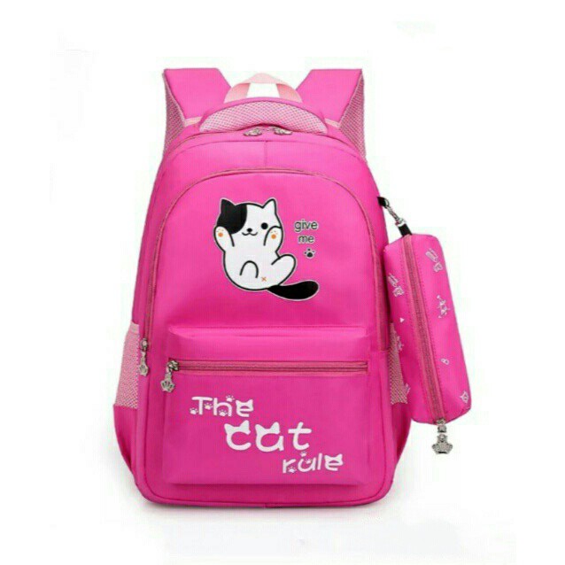 [COD] Tas Ransel Karakter Kucing Backpack Wanita Cewek Sekolah SD SMP Murah Kekinian Style Korea