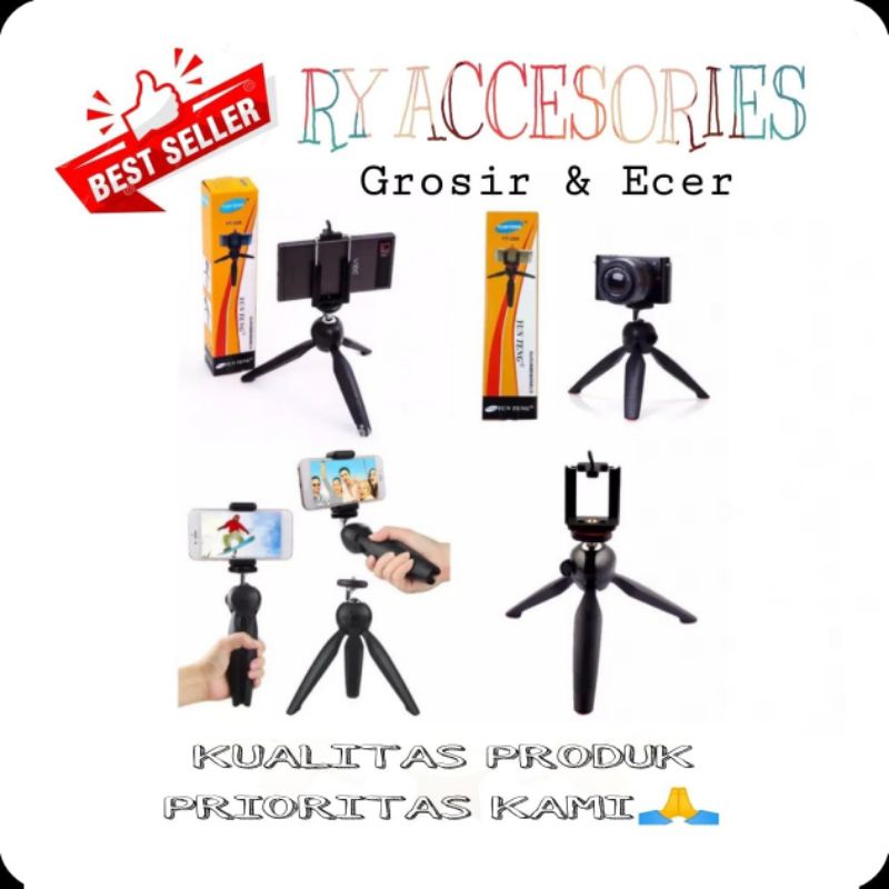 RY - tripod mini YUNTENG YT 288 + holder U mini tripod / TRIPOD meja MINI YUNTENG YT 228