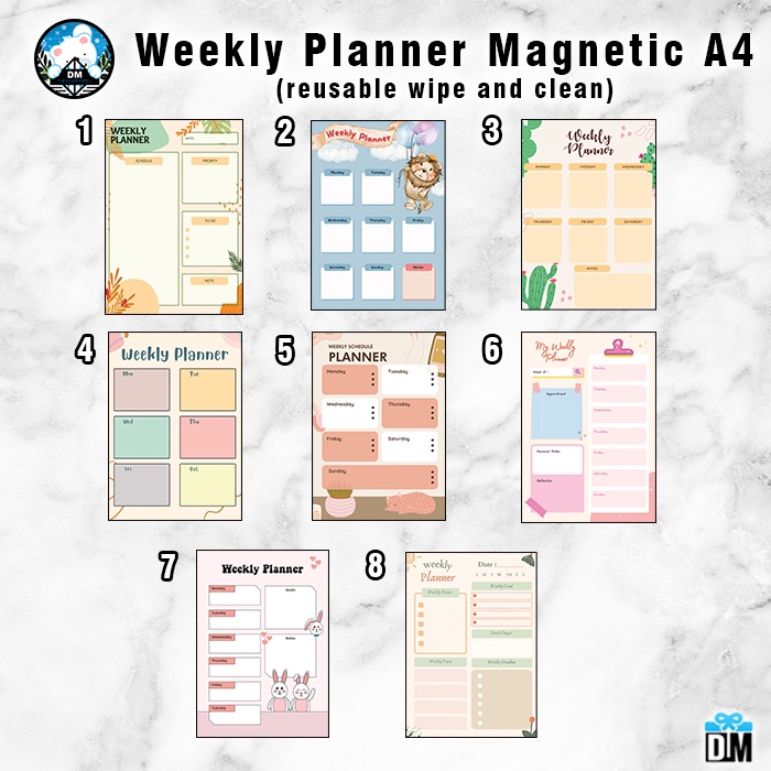 

H7Y Weekly Planner Magnetic Papan Jadwal Magnet Sticky Notes Memo Tempel Magnet Murah Jadwal Harian