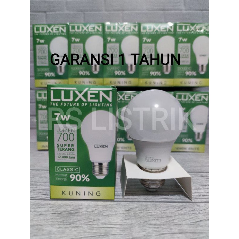 LUXEN LAMPU LED BULB 7W 7 WATT CLASSIC KUNING 3000K WARM WHITE