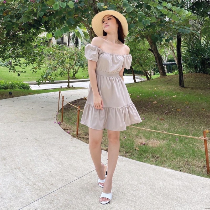 MINJI KOREAN DRESS PUFFY SLEEVE MINI RUFFLES - DRESS FORMAL STRETCHY - DRESS PESTA - MINI DRESS KONDANGAN - DRESS PESTA SEXY - BRIDESMAID DRESS - VINTAGE SUMMER DRESS PANTAI - HADIAH / KADO ULTAH CEWEK