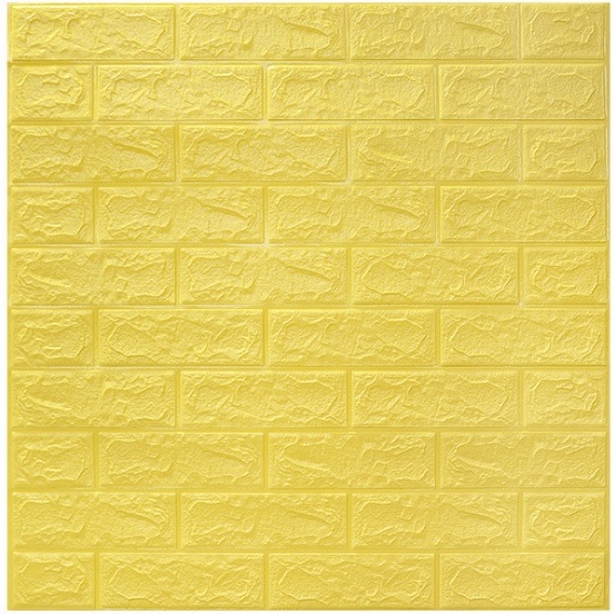 (COD)3D Wallpaper Dinding Foam Motif Batu Bata Wall foam Stiker 3D Dekorasi Kamar Rumah Dekorasi Dinding Kamar Murah-ZW-8 Kuning