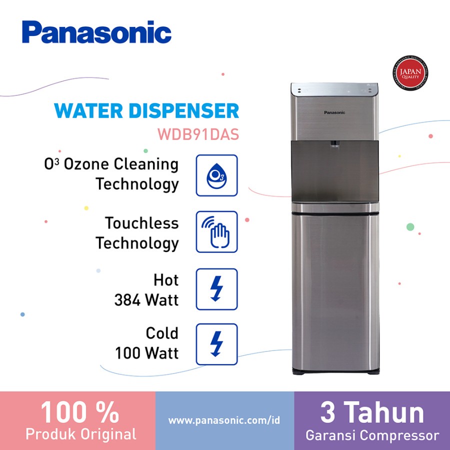 Panasonic NYWDB91DAS PREMIUM Touchless Water Dispenser Bottom loading