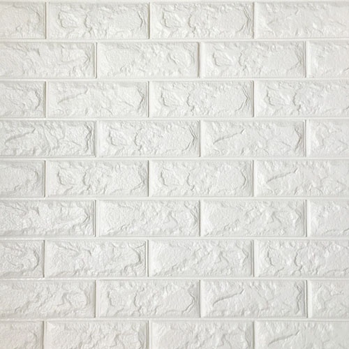 Wallpaper Dinding Foam 3D Motif Batu Bata / Walpaper Stiker Dinding Dekorasi Kamar-PUTIH