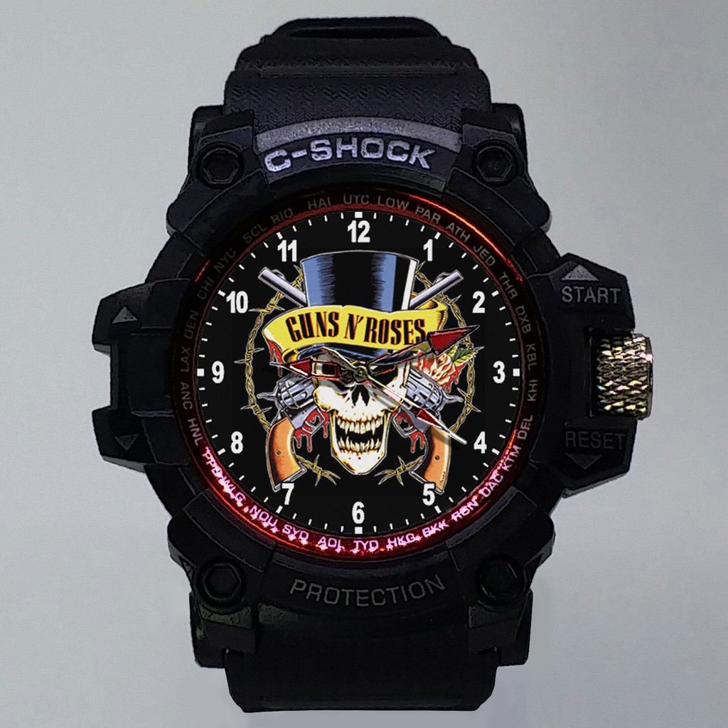 (ISTIMEWA BOSSQUE) JAM TANGAN GUNS N' ROSES LIST MERAH - EXCLUSIVE 10