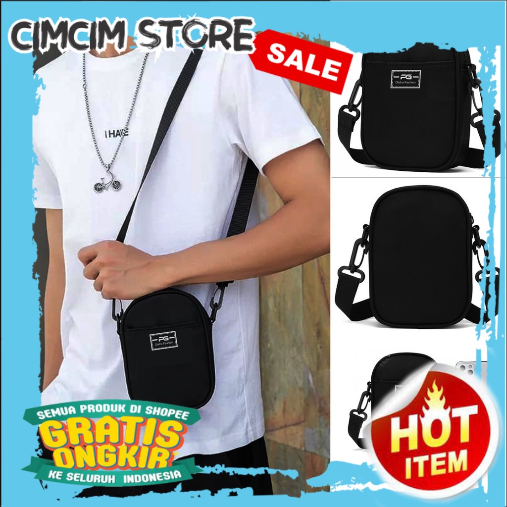 TAS TERBARU TERMURAH / Tas Selempang Bahu Pria Polos Slingbag Hp kasual Cowok - PG - 8876