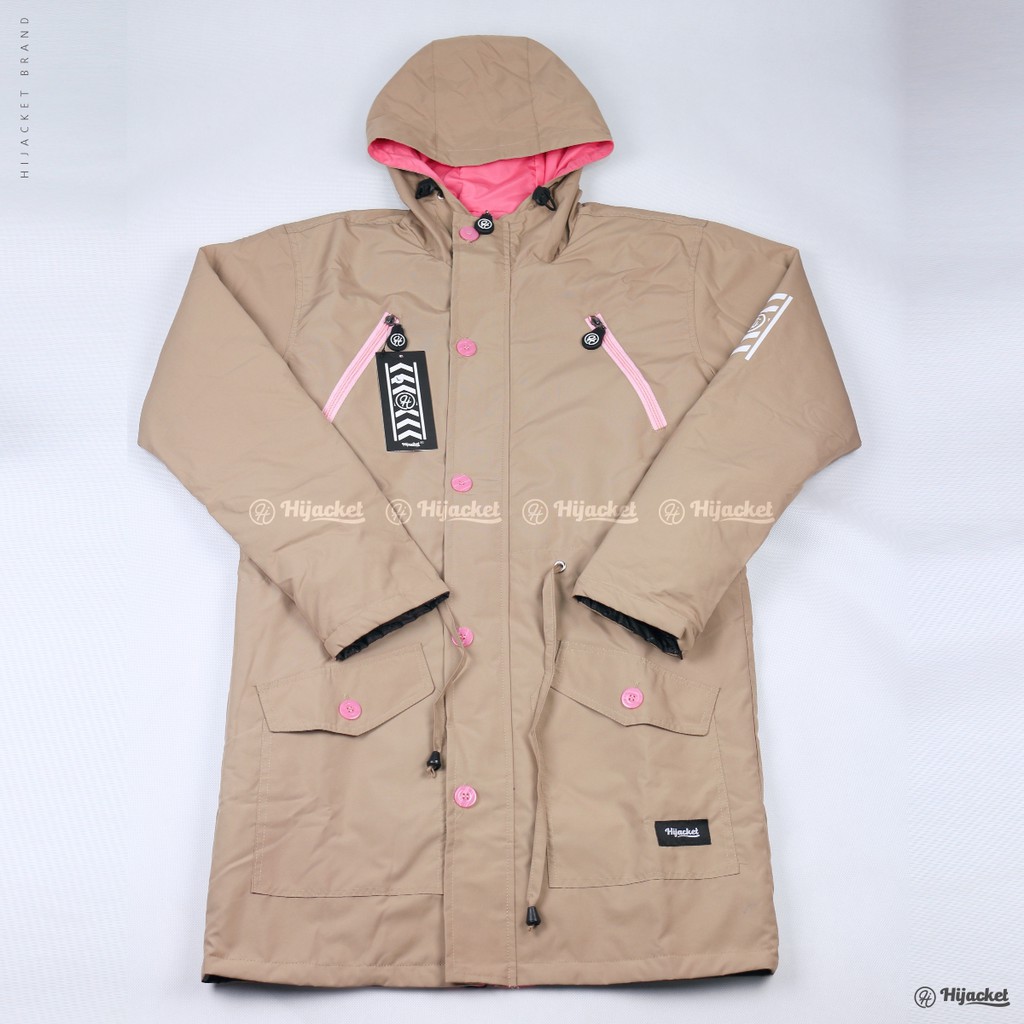 Hijacket Original Montix Jaket Muslimah Hijaket Jaket Parka Jaket Parasut Wanita Muslimah-CREAM