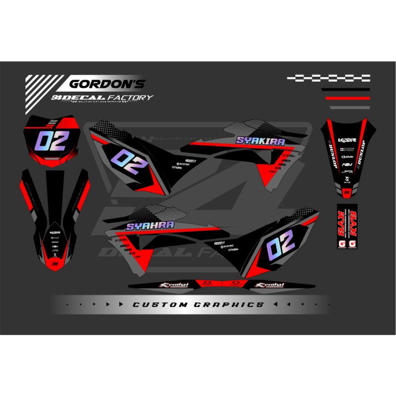 DECAL STICKER KLX GORDON KOMBINASI HOLOGRAM