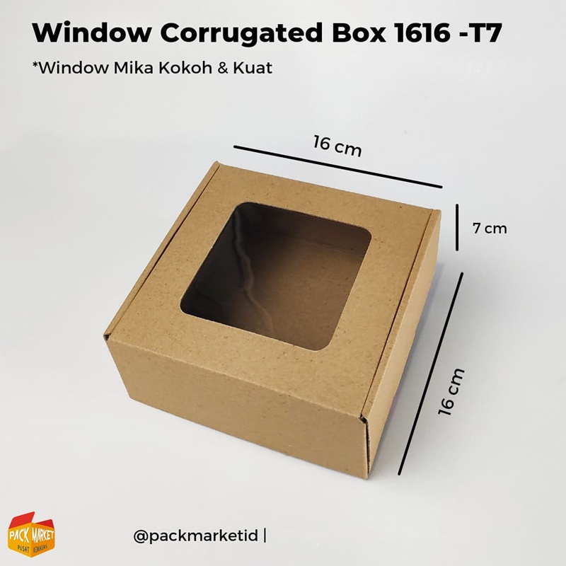 

Window Corrugated Box 16x16-T7 cm (Min pembelian 2pc) / kemasan kado / hampers box