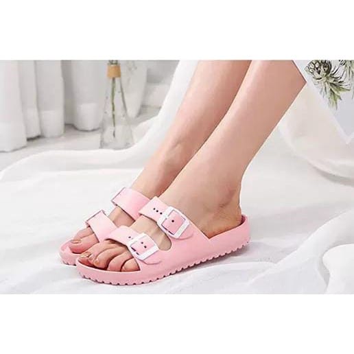 Sandal Wanita Slop Sendal Cewek Kekinian Korean Sandal Cewe Fashionable Model Dua Strap Terbaru Anti Slip Murah