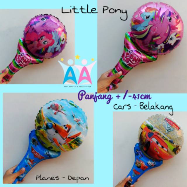 TERMURAH Balon Foil TONGKAT Happy Birthday Karakter LOL Pony Cars Planes Ulang Tahun Ultah Party
