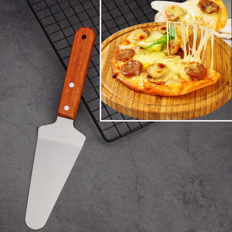 CAKE SHOVEL / SEKOP KUE PIZZA CAKE SEGITIGA STAINLESS + KAYU / CAKE SOVEL SERBAGUNA MULTIFUNGSI