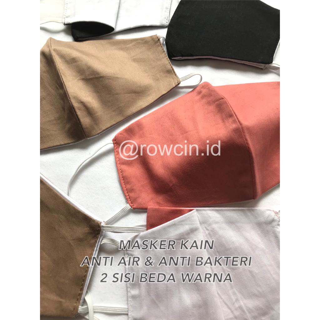 MASKER KAIN ANTI AIR ANTI BAKTERI BEDA WARNA 2 SISI BAGIAN LUAR DAN BAGIAN DALAM