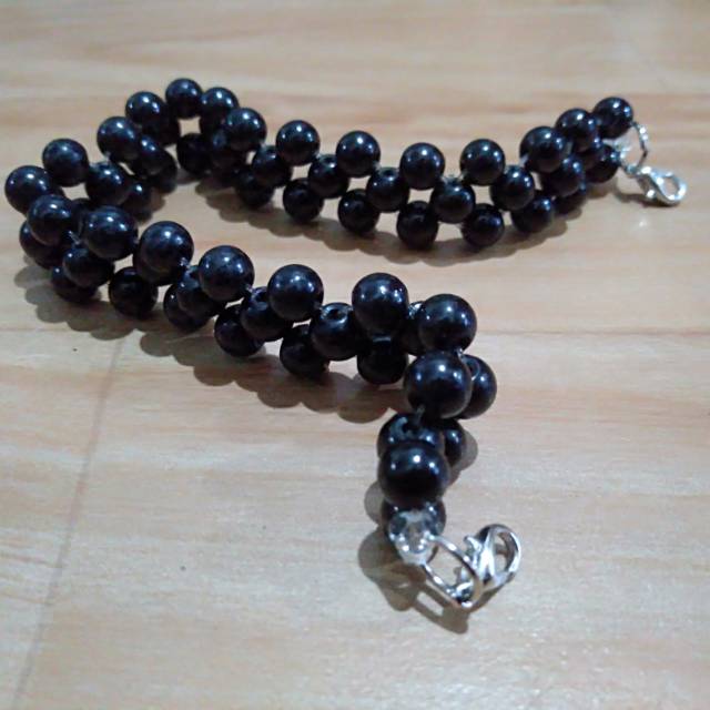 Tali Konektor Headloop Masker Mutiara Besar Hitam