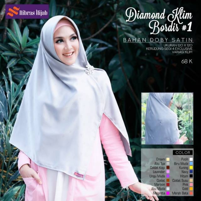 HIJAB SEGIEMPAT DIAMOND KLIM BORDIR NIBRAS II SIZE 120 X120