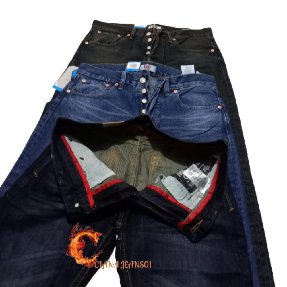 Celana Levis 501 Original Pria Asli Japan Straiht Fit Denim Corvus Selvedge Accent Jeans Panjang