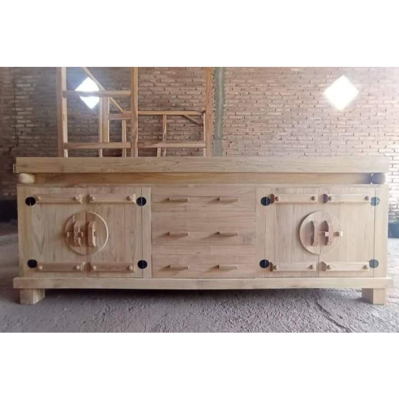 meja tv bufet koboi kabinet china kayu jati perhutani