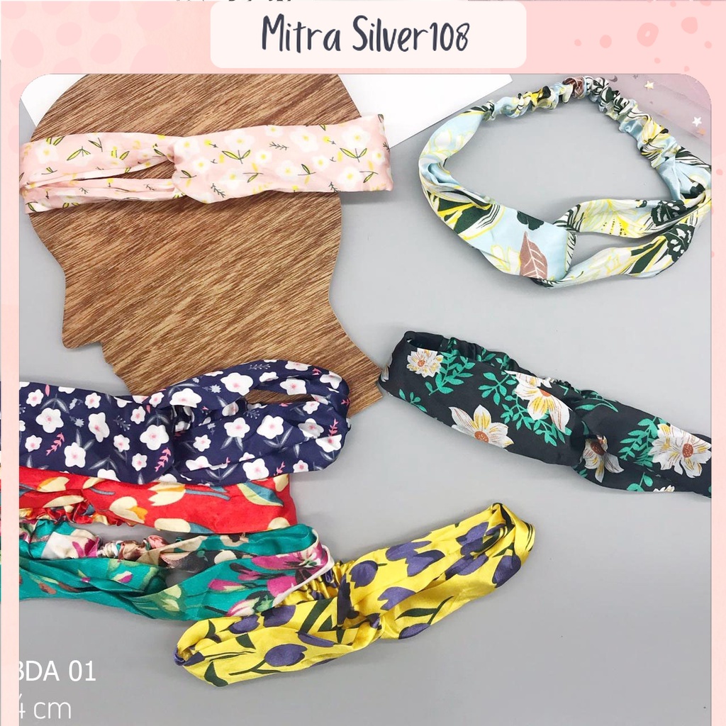 [MS108] BDA 01 - Bandana Simpul Twist Motif Bunga Warna Warni / Bandana Wanita / Aksesoris Rambut Ala Korea / Fashion Rambut / Bandana Kekinian