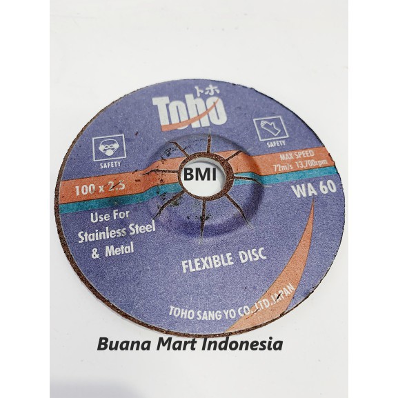 Batu Potong Gerinda Fleksibel TOHO 4 Inch | Batu Poles 4" Flexible ORI