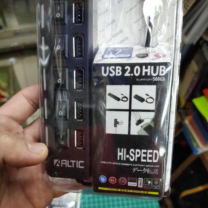 USB HUB 7 PORT + kabel USB / 7in1 terminal USB port 2.0 + on off dan USB HUB 4 PORT + kabel USB / 4in1 terminal USB port 2.0