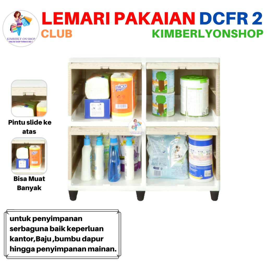 Lemari Pakaian Plastik Laci Clip Flip Double Susun 2