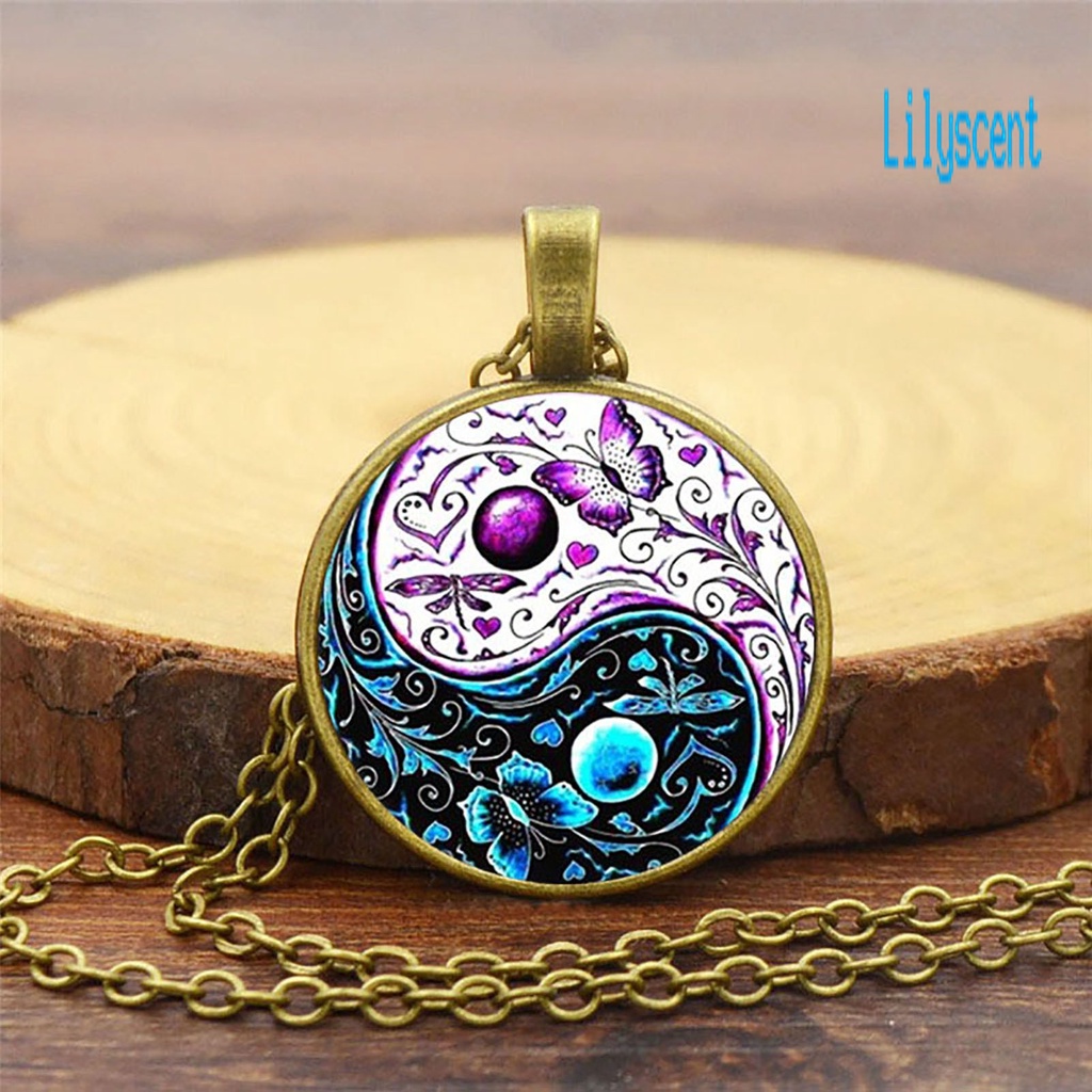 Kalung Liontin Tai Chi Motif Kupu-Kupu Gaya China Untuk Unisex