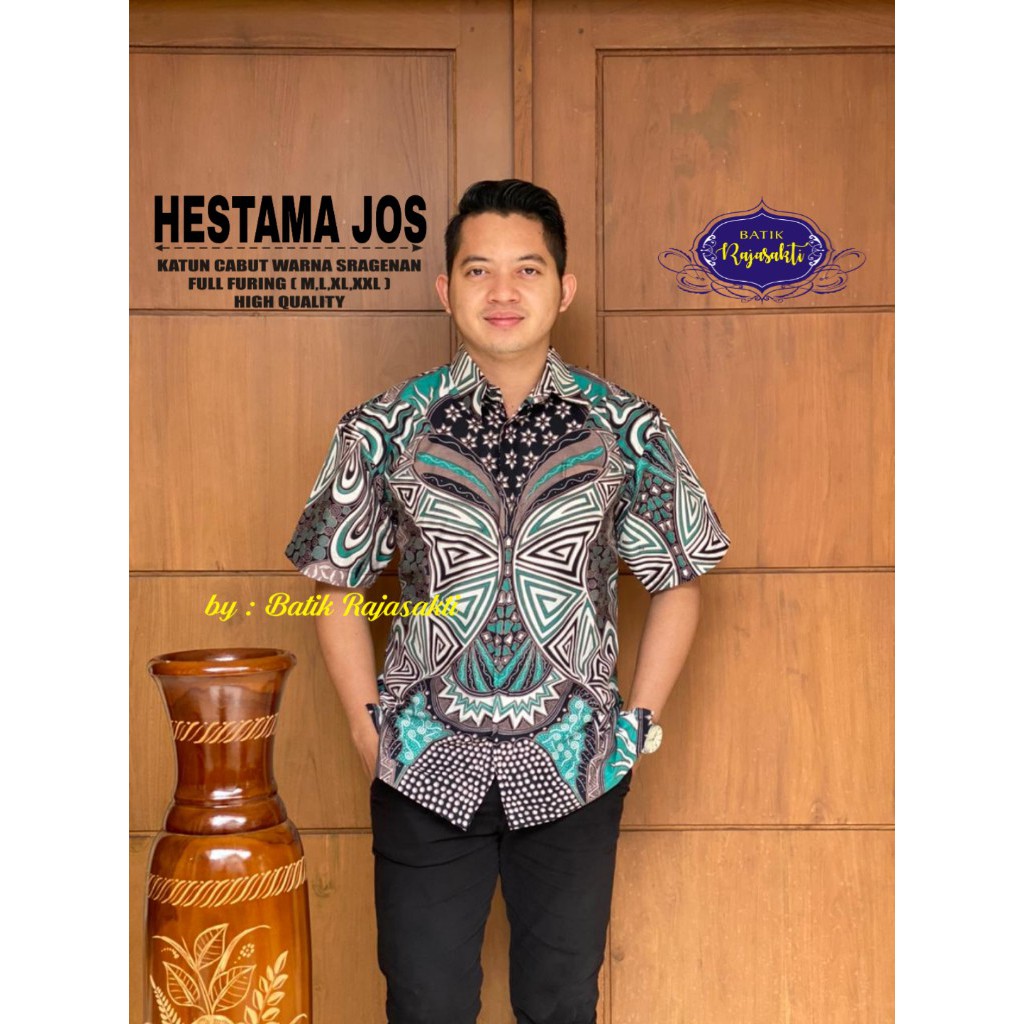 HESTAMA JOS RAJASAKTI KEMEJA BATIK SOLO PRIA LENGAN PENDEK LAPIS FURING ATASAN BATIK PREMIUM MODERN KATUN HALUS BAHUWIRYA  BANAMITRA BANAMITRA PUTIH BANGSAWAN BAYU PUTRA BERLIAN BIRU BHARATAYUDA BIMASENA BIRENDRA BIRU INDAH BRAHMAKERTA BRAHMAKERTA MERAH