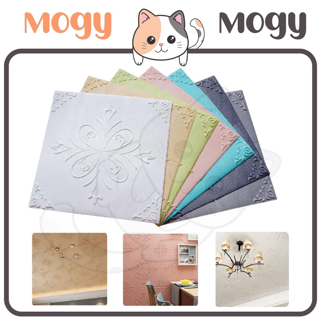 MOGYMOGY HL0210 Wallpaper Timbul 3D Plafon Dinding Langit Atap Kamar Tidur Motif Pola Bunga