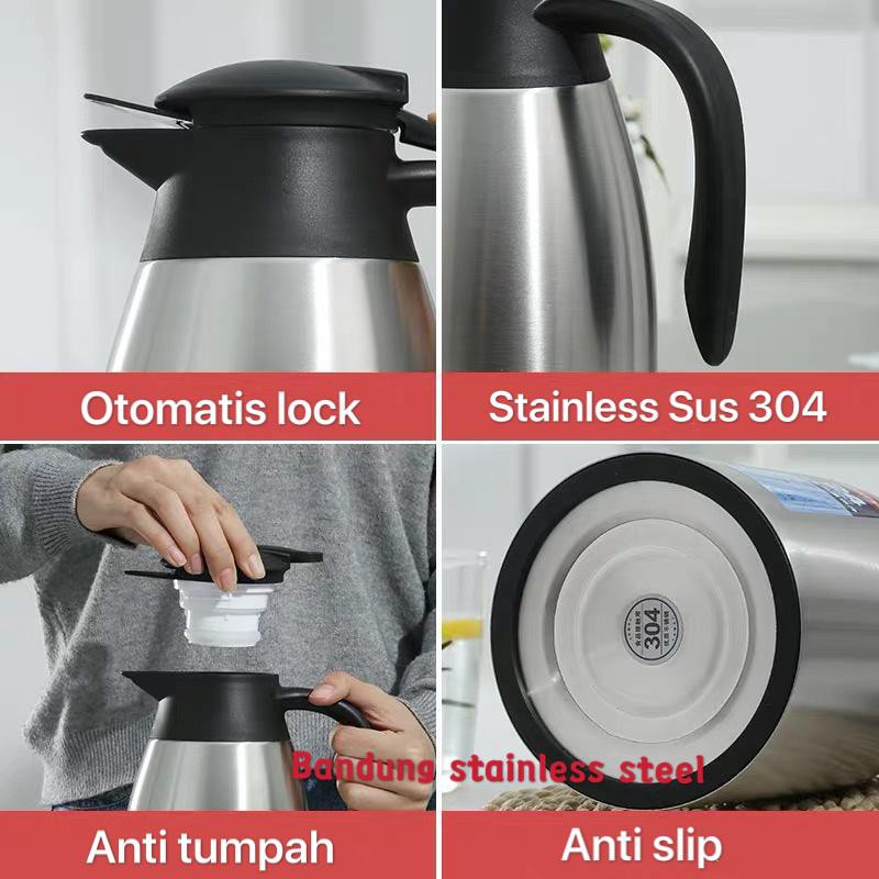 NEW-EUROPEAN VACUUM JUG- sus 304 termos air vacuum stainless steel panas dingin teh kopi 2 liter warna