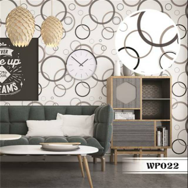 WALLPAPER STIKER DINDING MOTIF POLKADOT HITAM