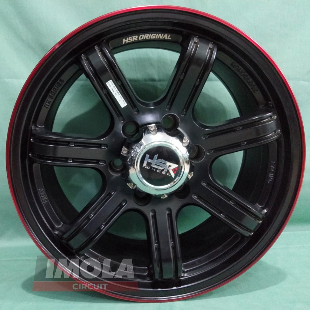 Jual velg mobil racing Hilux dc ring 18 HSR wheel SIAK baut 6 Black Red lebar 8 pelek baut 6