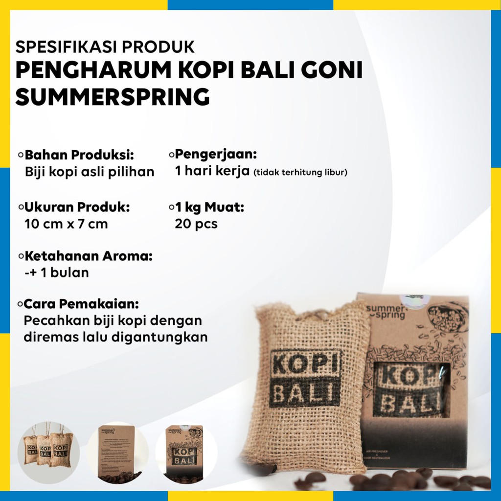 Summer Spring - Kopi Bali Goni - Pengharum Pewangi Parfum Ruangan Mobil Toilet Ruang Tamu Dapur Lemari Pakaian Kamar Mandi Tidur Closet Wc - 35gr