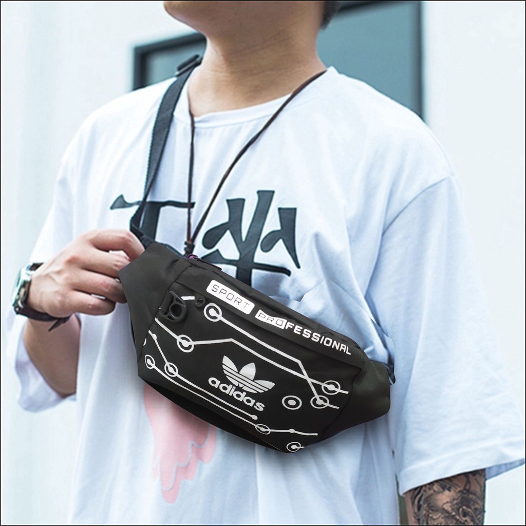 Pege 8845 - Tas Pinggang Waistbag Oval Motif Sablon Slempang Pria Distro Keren Murah Westbag