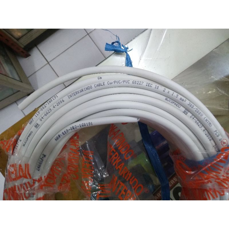 Kabel 2x1.5 NYM kawat SNI 300/500V 1 rol interkarindo