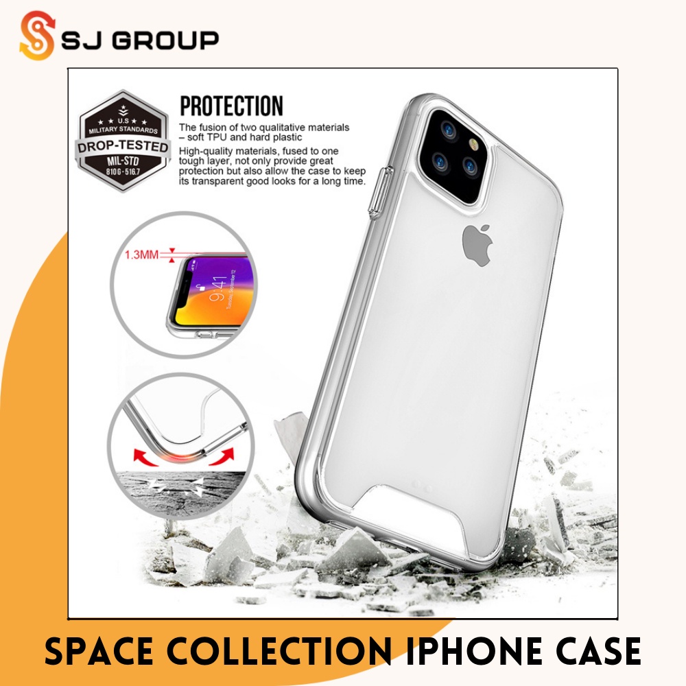 SPACE CLEAR CASE IPHONE MILITARY DROP RESISTANCE X XS 11 12 13 PRO MAX BENING PREMIUM CASING