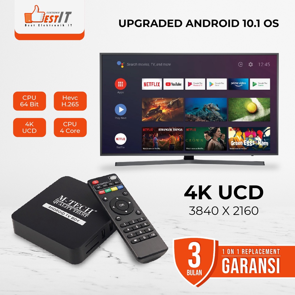 STB TV Box Android 10 4K Ultra HD - WIFI Original M-Tech