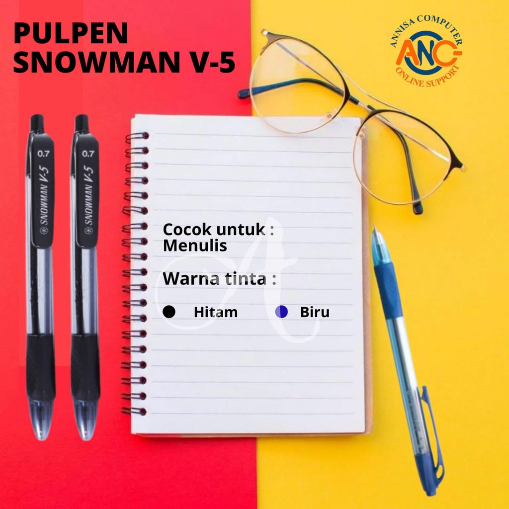 

PULPEN SNOWMAN V - 5 / BALPOINT / PEN / 1 Box isi 12 Pcs / Murah