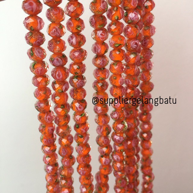 Lampwork kristal Murano 10x8mm bahan crystal ceko mawar orange premium beads aksesoris grosir craft