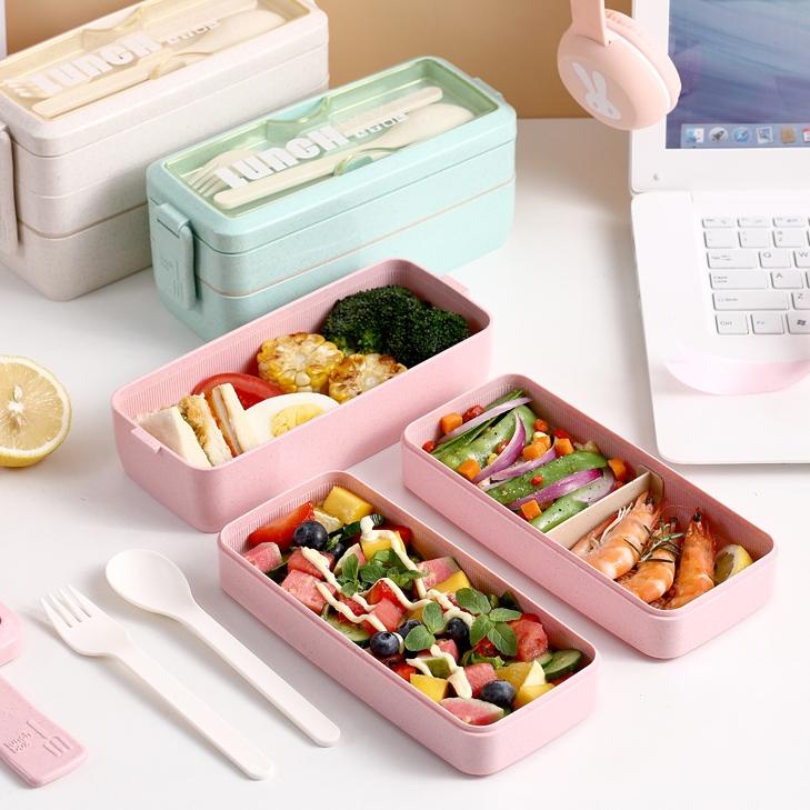 (LANGSUNG KIRIM) KKV - 40000KM 3 layers lunch box / Kotak makan tingkat Green / Beige 1000ml/FOOD CO
