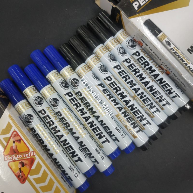 

Spidol Permanen Biru Hitam Montana