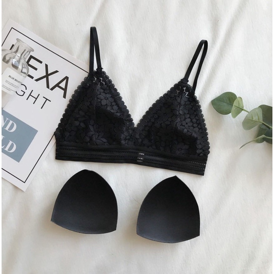 PA Bra Plunge BH Fashion Wanita Bra Sexy Model Silang Tanpa Kawat Motif Bunga Import - BH005