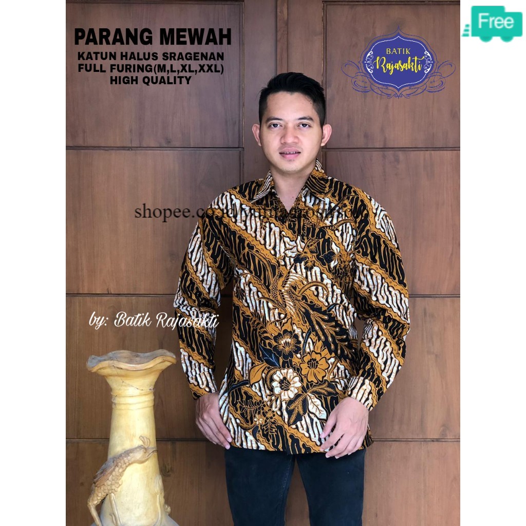 BAJUBATIK PRIA ORI  BAJU BATIK BIG SIZE XXXL PRIA BIG SIZE MOTIF PAARANG MEWAH ORIGINAL SOLO