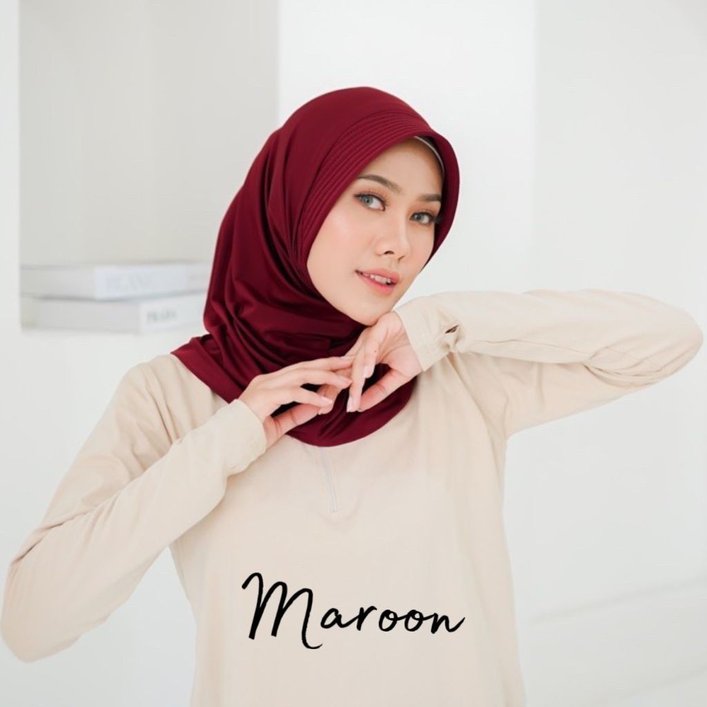 [YB00038] Jibab Sport Murah /Jibab Sport Murah /Jilbab Lycra Instan Jokowi /ADDIBA SERPOL-Maroon