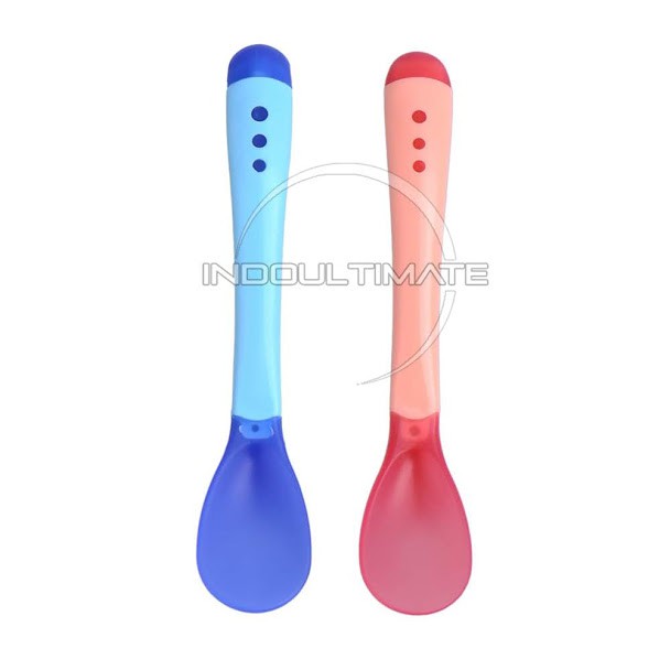 2pc Sendok makan Bayi SENSOR PANAS Lentur BPA FREE sendok silicone peralatan makan bayi mpasi SDB-03