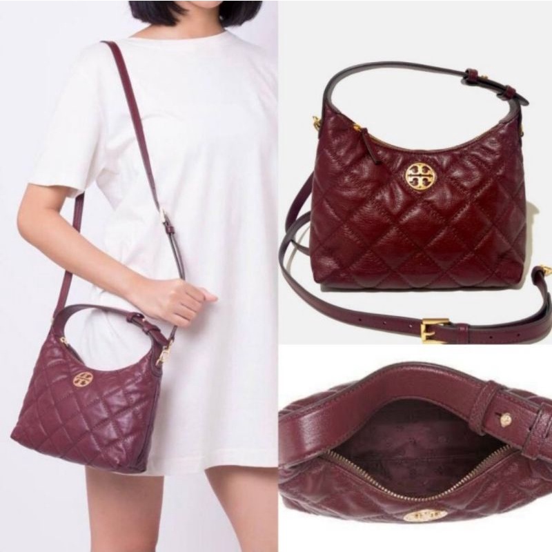 Tory Burch Willa Mini Hobo Claret tas wanita