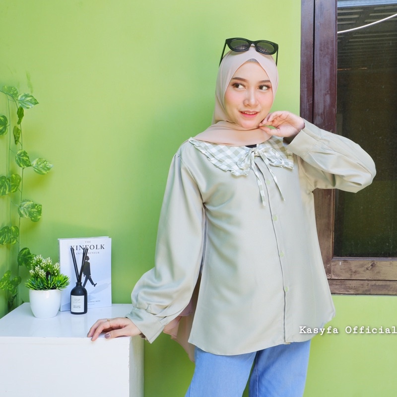 AERA TOP BLOUSE POLOS TALI KRAH TARTAN KOTAK