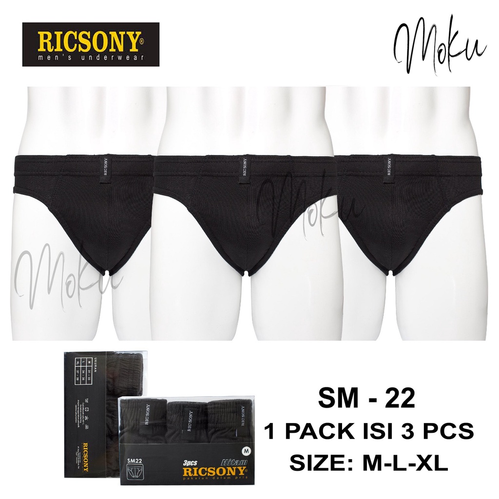 RICSONY SM-22 Briefs 3PCS - 1 Pack Celana Dalam Pria Ricsony SM 22 Isi 3pcs - Men Ricsony SM22