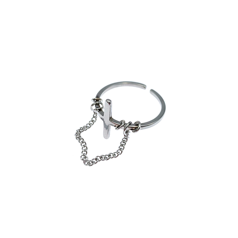 Chain Cross Ring Accessories Dark Retro Simple