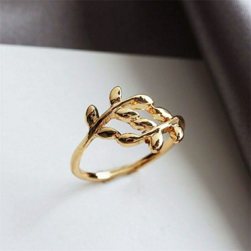 CC (ACC23) Cincin Bentuk Daun Casual Cincin Korea Perhiasan Daun Ring Ranting Daun