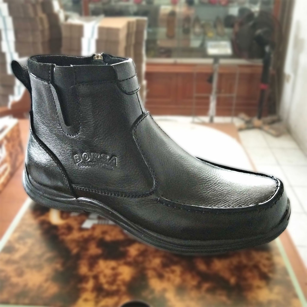 Sepatu Borsa Cogent Black - Original Sepatu Borsa Kulit Asli Model Boot Pria Dewasa